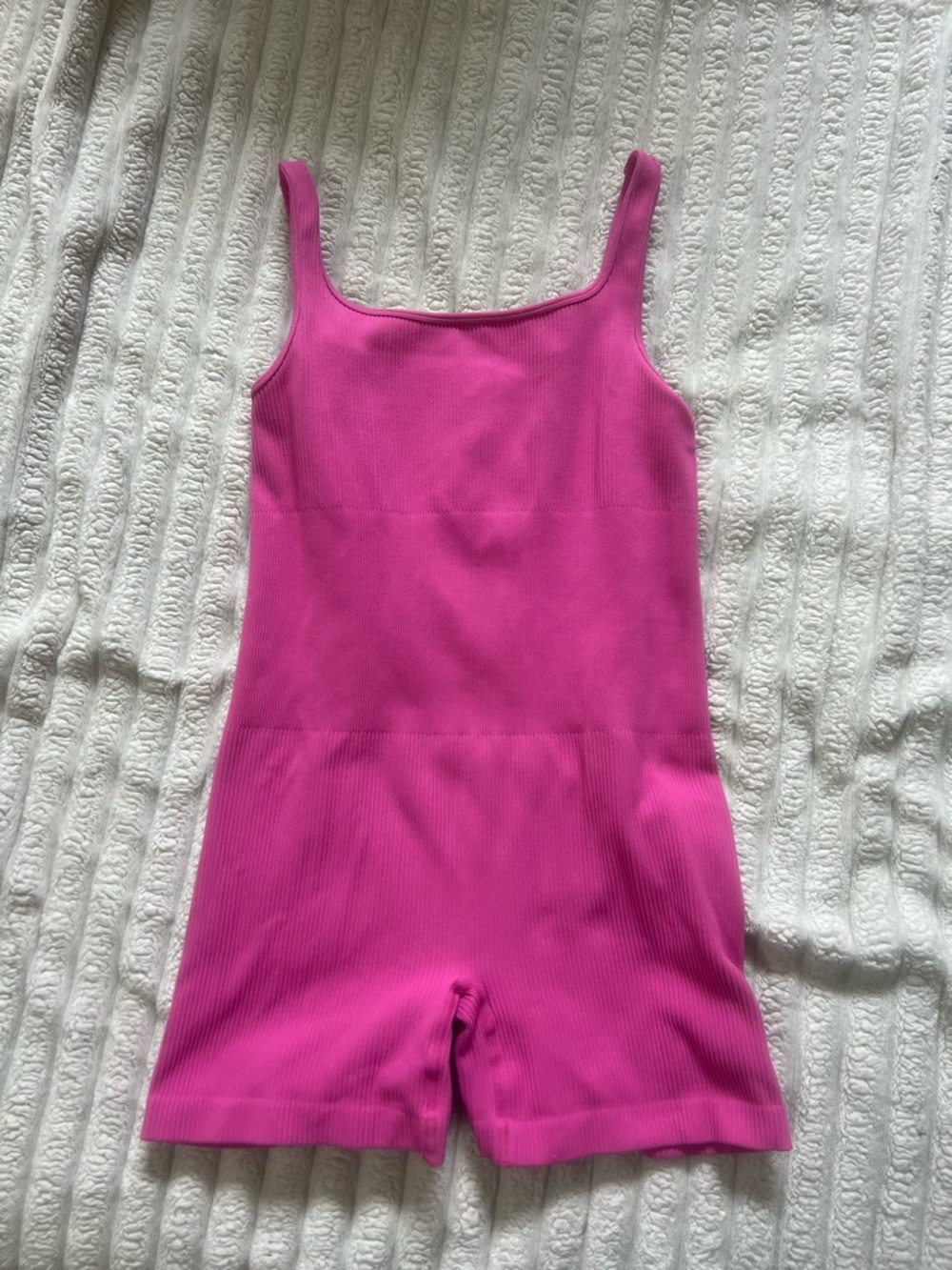 Hot Pink Ribbed One-Piece
